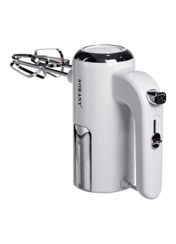 Миксер ручной 2 насадки венчики и крюки для теста белый SK-02025 Sokany (370974568)