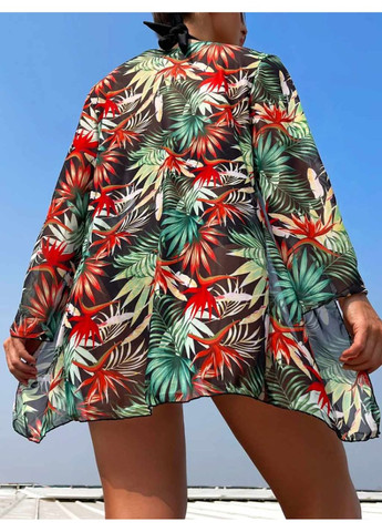 Черный летний раздельный купальник с парео - черный (kup-black-pareo) Vakko