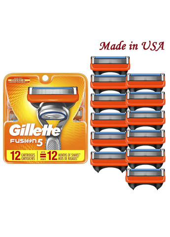 Сменные картриджи для бритья Fusion5 (12 шт) Made in USA Gillette (278773535)