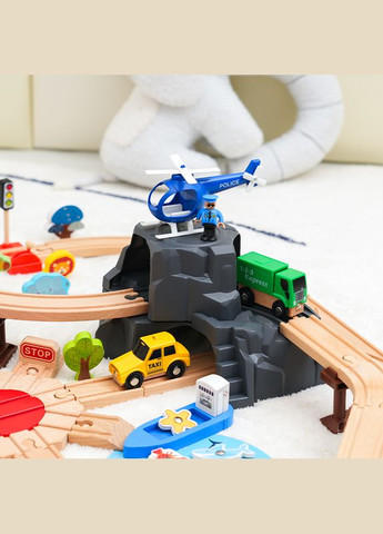 Дитяча іграшкова залізниця з дерева, 121 деталь, 120x90 (Brio, Ikea, Playtive) GD-IK, Електро локомотив Iekool (322280579)