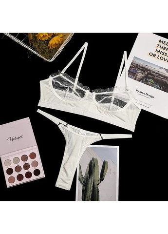 Белый демисезонный сексуальное белье женское нижнее прозрачное. кружевной комплект нижнего белья с трусиками и лифчиком с косточками China