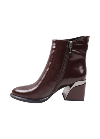 Коричневые ботильоны женские кабировые натуральная лаковая кожа Angelo Vani 307-25DH