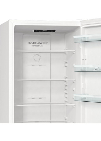 Холодильник з нижн. мороз. камерою NRK6201PW4, 200х60х60см, 2 двері, 235( 96)л, А+, NoFrost+, Зона св-ті, LED Диспл внутр,, Gorenje (364275240)