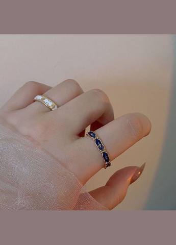Кольцо с синей эмалью, золотистое No Brand (276328618)
