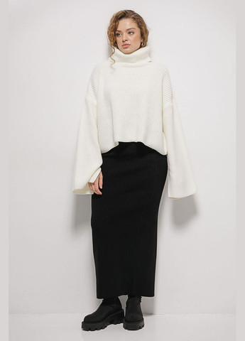 Укорочений вязаний светр чорний з розрізом ззаду на комірі Arjen (304251235)