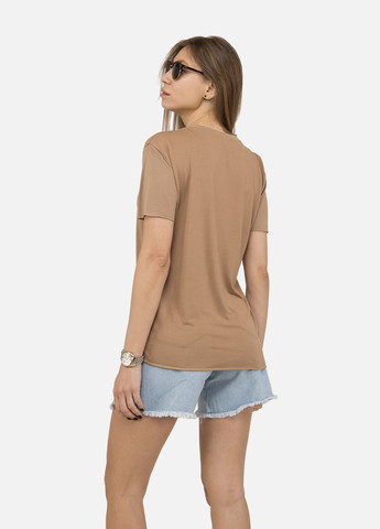 Жіноча футболка з коротким рукавом колір коричневий CB-00246215 Crep - (319107226)