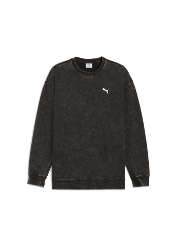 Черный свитшот essentials elevated relaxed wash crew sweatshirt men Puma однотонный (353306680)