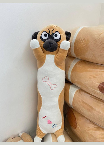 Мопс батон 85см, Большая Мягкая Игрушка, 2 в 1 подушкаигрушка для сна, Мягкая игрушка антистресс Fun Cat (303137181)