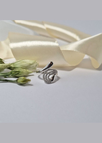 Срібна каблучка Завиток з Білими Каменями.0 розмір срібло 925 проби Родоване 4241р 3.70г No Brand (338185609)