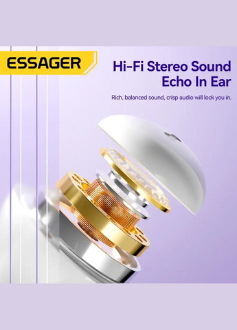 Беспроводные наушники (цветная коробка) Bluetooth earphones White (EEJTW-SL02) Essager Shining TWS (324067002)