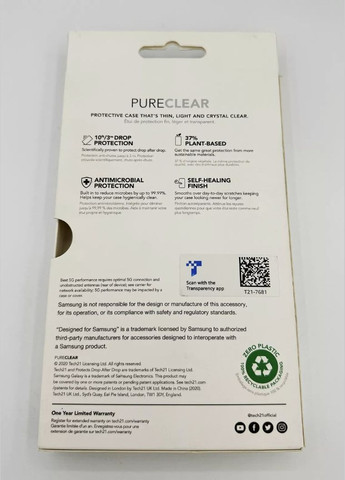 Фирменный противоударный чехол Pure SM для Samsung Galaxy S20 Ultra SM-G988 Tech21 (322195520)