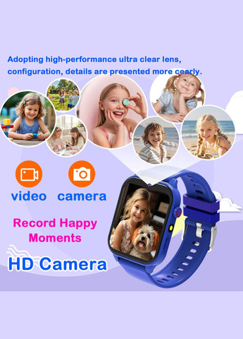 Детские умные часы с камерой, играми, мониторингом сна, шагомером, будильником, фонариком и др. Синие No Brand (342067581)