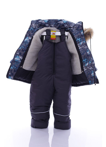 Серый зимний комбинезон на синтепоне для мальчика с принтом football оригинал серый 104 см (41670) BABYKROHA