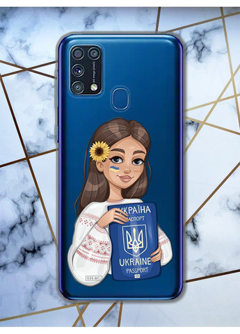 Прозорий чохол для Samsung Galaxy M31 патріотичний дизайн Дівчина з паспортом принт 12 Creative (359491835)