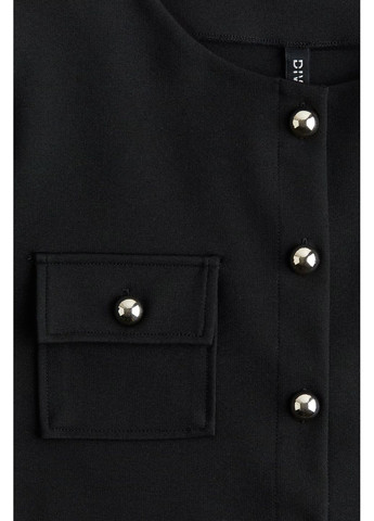 Чёрная короткий топ из вафельного трикотажа женсткий черный H&M