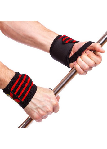 Бинты кистевые для жима (2шт) STRENGTH WRIST WRAPS TA-4861 (PL, эластан, р-р регулируемый, черный-красный) (TA-4861) Zelart (361433792)
