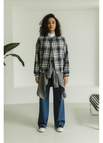 Синя демісезонна бомбер синій у клітинку Seventeen