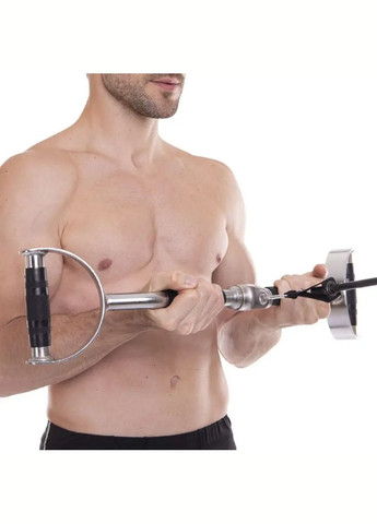 Ручка для верхней тяги 60см с параллельным хватом изогнута с резиновыми рукоятками, хром York Fitness (301865818)