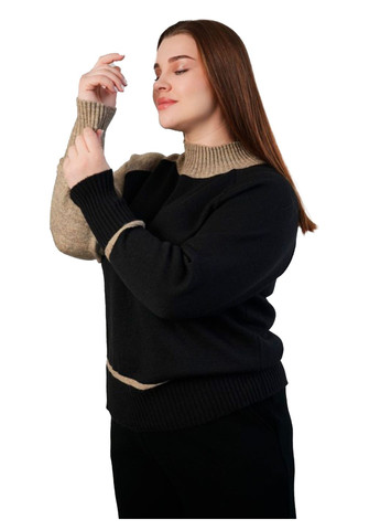 Чорний демісезонний жіночий двокольоровий джемпер вільного силуету (dzhemper-n2101-24) Nita