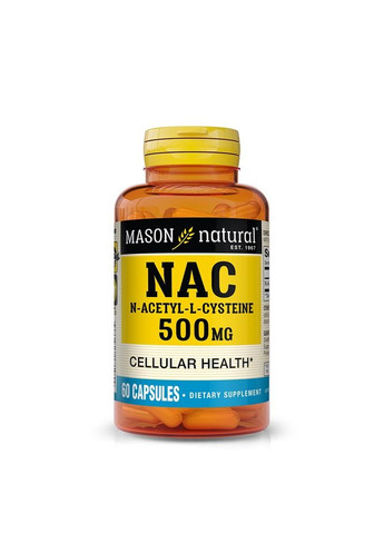 NAC N-ацетил L-цистеїн, 500 мг, N-Acetyl L-Cysteine,, 60 капсул Mason Natural (315145927)