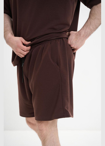 Чоловічий спортивний костюм великого розміру на літо футболка та шорти оверсайз, коричневий No Brand (340108470)