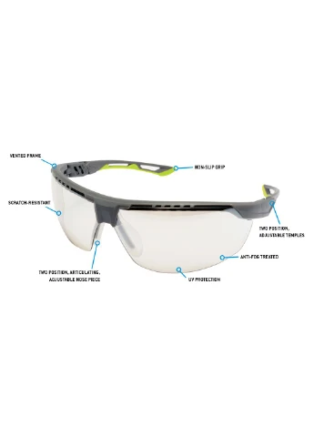 Захисні окуляри Truflex Grey-Lime (indoor/outdoor mirror) Anti-Fog, дзеркальні напівтемні в сіро-лаймовій оправі Pyramex (375037125)