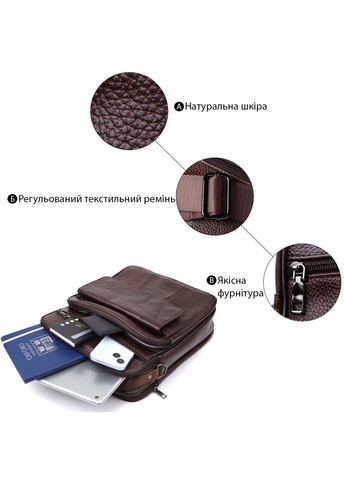 Мужская сумка с ручкой для переноса в руке из натуральной кожи 23024 Коричневый Vintage (348358947)