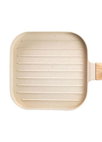 Сковорода гриль квадратная 18×18 см рифленая с гранитным покрытием бежевая Jooki (358705476)