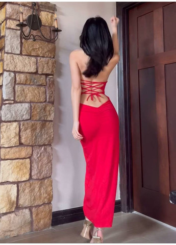 Червона повсякденний, коктейльна, вечірня, кежуал жіноча сукня міді силуетна FINO Mode