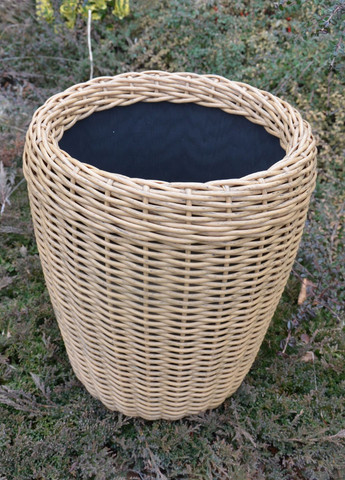 Кашпо высокое 16 литров (горшок для цветов и растений),Вазон из искусственного ротанга ручной работы. Цвет Светлое дерево Handmade (329193730)