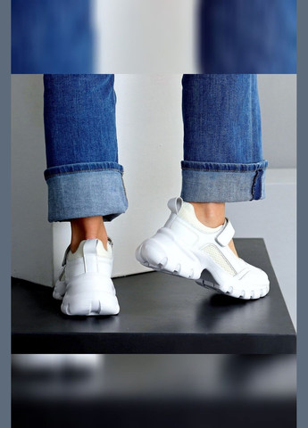 Кросівки білі жіночі шкіряні на липучці легкі дихаючі з сіткою зручні стильні Viki кросівки білі літо (338370404)