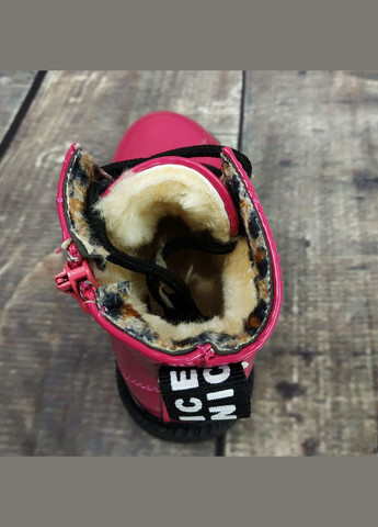 Лаковані черевики з хутром Dinimigi малинові No Brand (303612735)