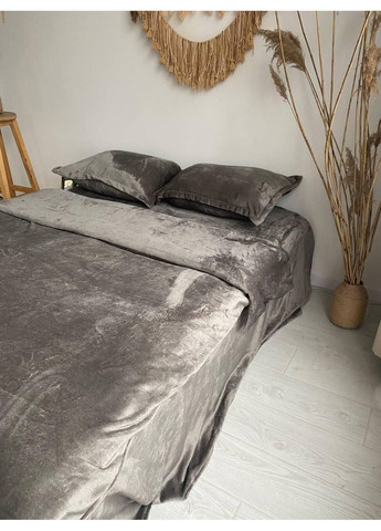 Постільна білизна Асвальтний, плюш Евро розмір, наволочки 70/70 No Brand (363193031)