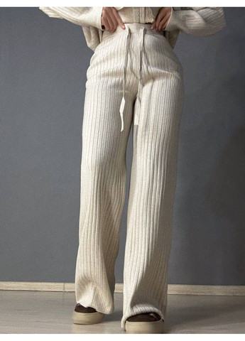 Костюм женский Joy One 376 вязаный в рубчик с кофтой на молнии и брюками палаццо No Brand (364652934)