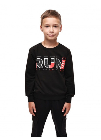 No Brand свитшот для мальчика подростка черный трикотаж