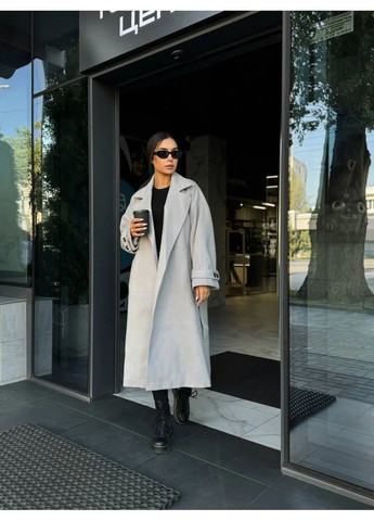 Сіре демісезонне Пальто жіноче сіре оверсайз No Brand