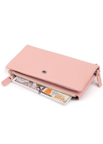 Гаманець-клатч зі шкіри з кишенею для мобільного 19313 Рожевий st leather (329147377)