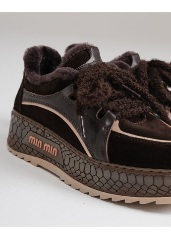 Кроссовки зимние шоколадный кожа замша мех Krula тёмно-коричневые зима (371643540)