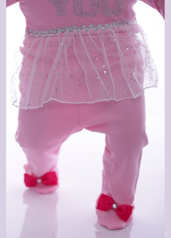 Розовый демисезонный комплект боди, ползунки и повязка трикотажный для девочки i love you розовый 62 см (36987) BABYKROHA