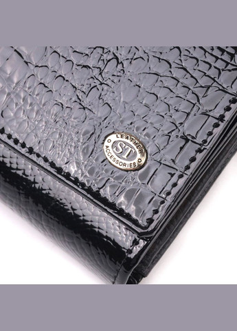 Жіночий гаманець з натуральної шкіри з візитницею з монетницею 19403 Чорний st leather (306881613)