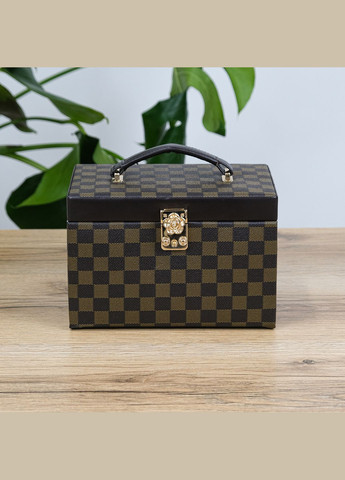 Шкатулка трьохшарова для прикрас з дзеркалом, поліуретанова шкіра чорна, з дорожньою скринькою см (JZ-016-1) Гранд Презент (322190883)