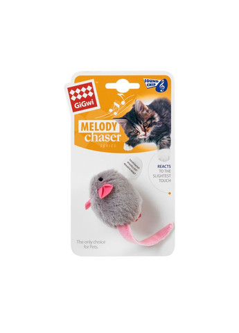 Іграшка для котів Мишка з електронним чипом GiGwi Melody chaser, штучне хутро, 6 см No Brand (363201127)