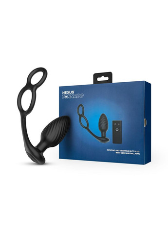 Анальна вібропробка Tornado Cock and Ball Ring обертання+вібрація, рекційне кільце, пульт Nexus (331345445)