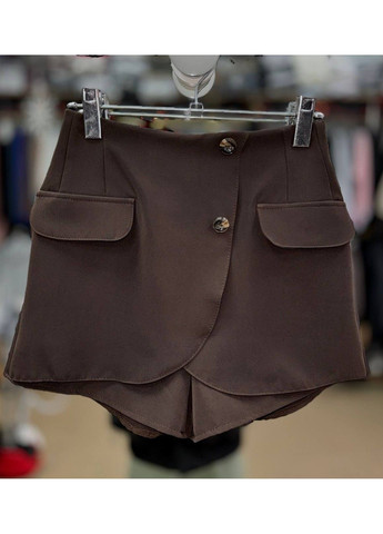Шорты женские 2426 короткие с юбкой на запах впереди пуговицы коричневые Ariadna (317626501)
