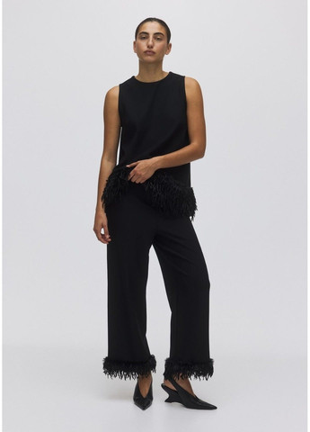 Женские трикотажные брюки с бахромой Н&М (58698) S Черные H&M (367377314)