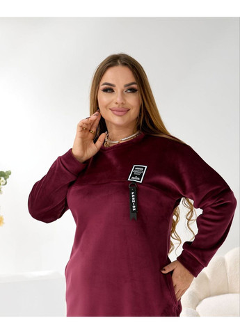 Бордова повсякденний, кежуал жіноча сукня великих розмірів тепла Style Point однотонна