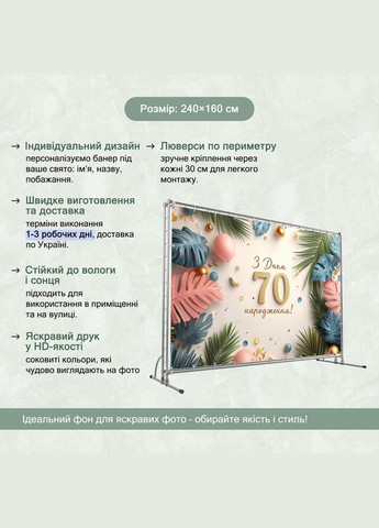 Баннер для фотозоны "С Днем рождения" | 2.4×1.6 м | Праздничный фон №42529 Vinylpex (360979402)