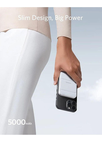 Магнітний павербанк 621 MagGo 5000 mAh 12W з бездротовою зарядкою та підставкою Anker (349824341)