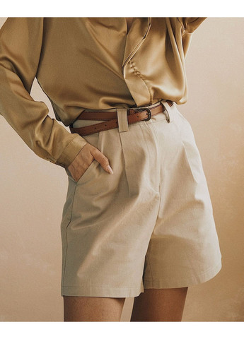Бежеві шорти бермуди з карамельним ременем. TATON (363052624)