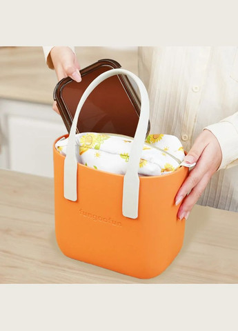 Сумка жіноча шопер силіконова на плече водонепроникна сумочка з підкладкою на блискавці, помаранчева No Brand (354829453)